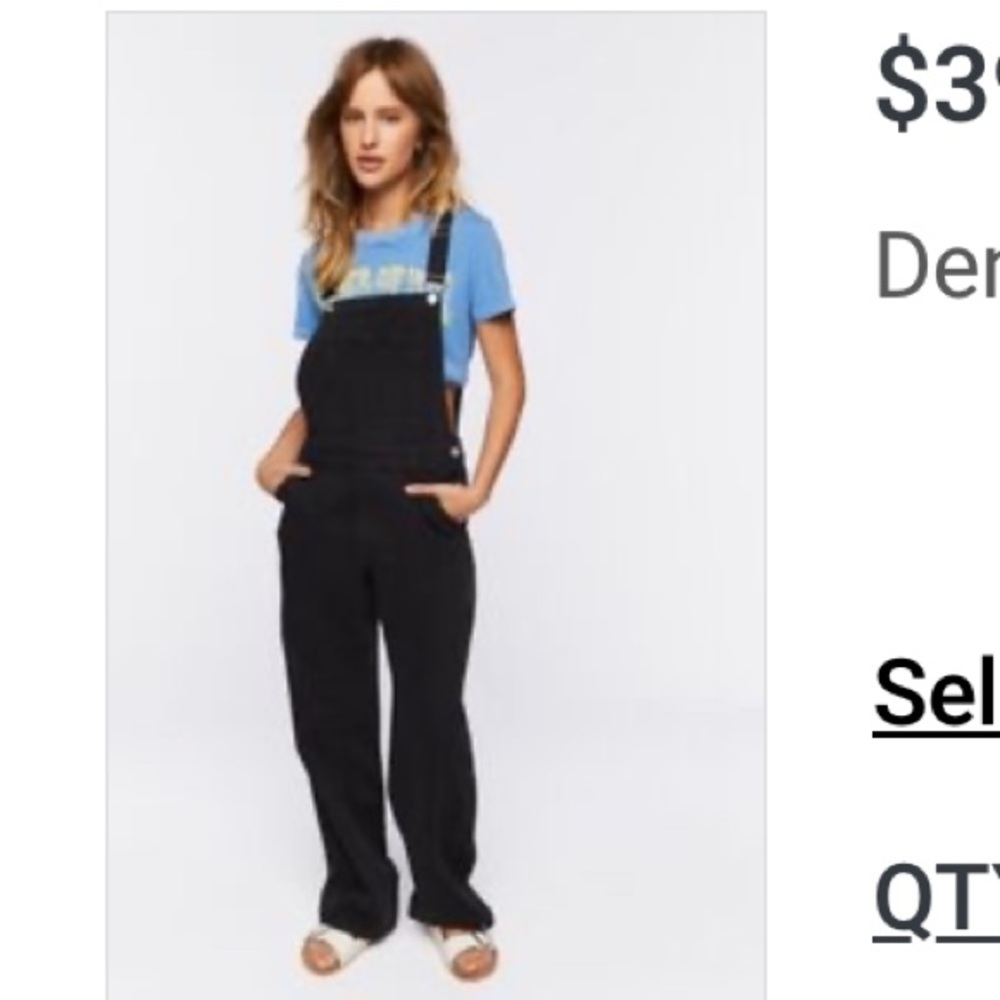Forever 21 Denim Straight-Leg Overalls